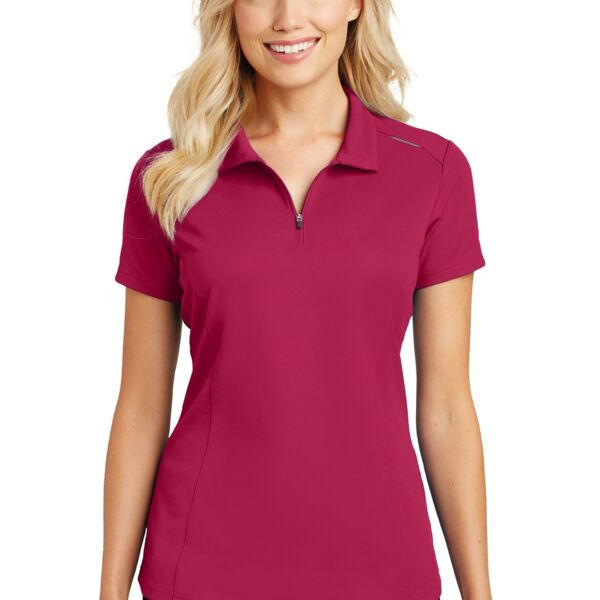 Women's Pinpoint Mesh Zip Polo Thumbnail